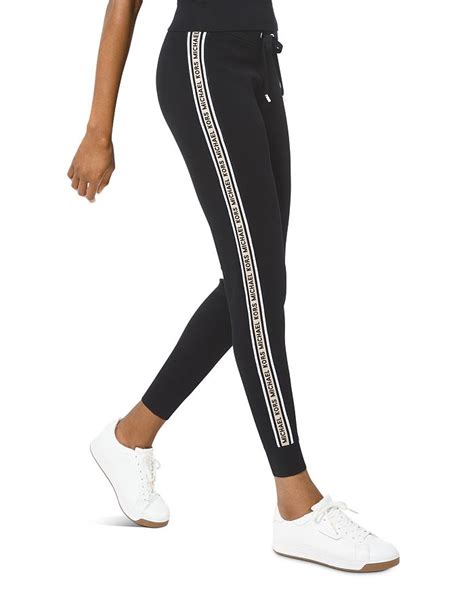 michael kors woven pants navy|Michael Kors jogger pants women.